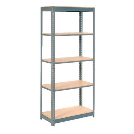 Heavy Duty Shelving 48W X 12D X 72H With 5 Shelves, Wood Deck, Gray
